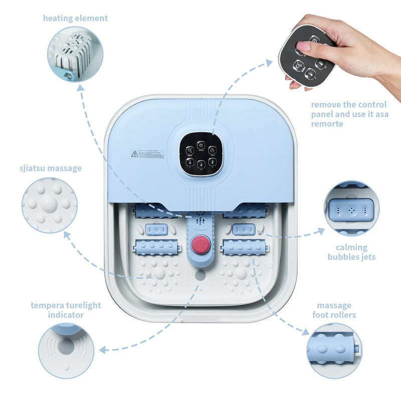 Smart Heated Foot Spa Massager – Collapsible Bubble Bath with Remote