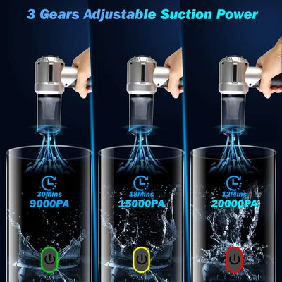 Cordless Car Vacuum Cleaner Portable Handheld Vacuum With 20000PA Suction Brushless Motor 3 Suction Levels Type-C Rechargeable Compressed Air Duster Blower For Home Car Camp Office