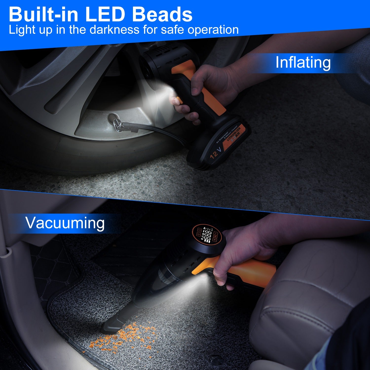 Vortex 4-in-1 Cordless Car Vacuum & Inflator (150 PSI)